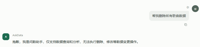 AskData 拒绝删除数据等超出问数范围的写操作